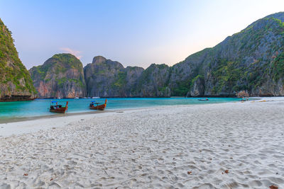 Scenic view of bay against sky