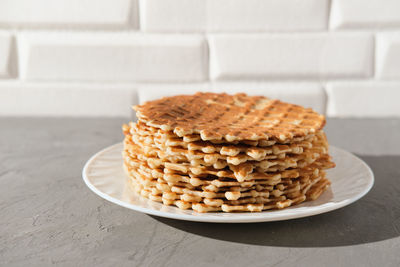 Close-up of dessert in plate on table