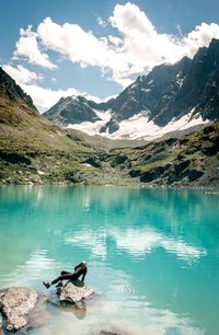 Scenic view of lake against sky