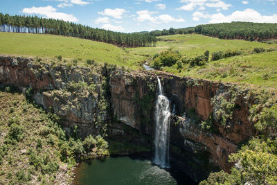 Scenic view of waterfall