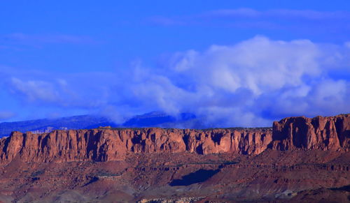 Panoramic view of rock formations against sky