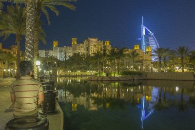 City lit up at night