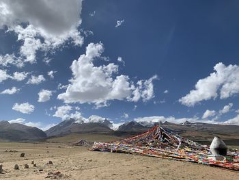 Panoramic view of landscape and mountains against sky