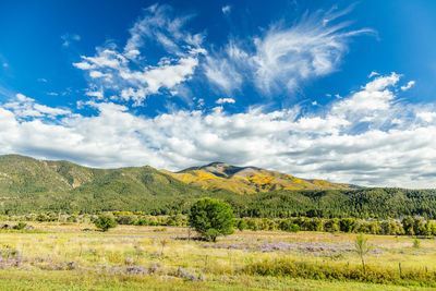 Scenic view of landscape against cloudy sky