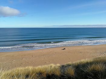 View of beach against blue sky