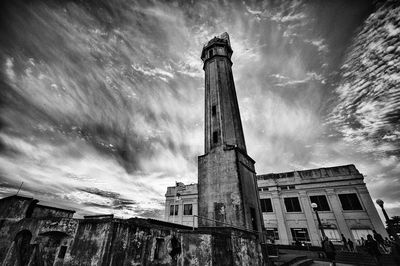 Low angle view of tower against sky