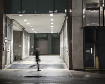 Interior of illuminated building