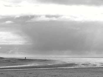 Scenic view of sea against cloudy sky