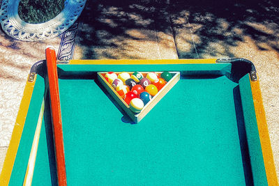 Close-up of red balloons in playground