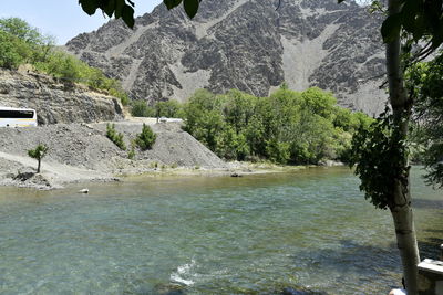 Scenic view of waterfall