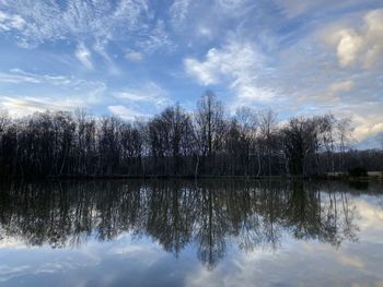 Scenic view of lake against sky