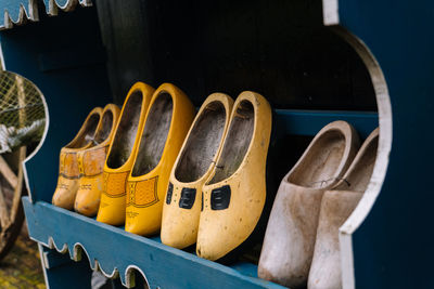 High angle view of shoes on table