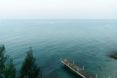 High angle view of sea against clear sky