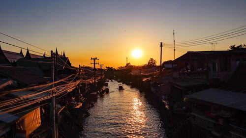 Twilight time at amphawa floating market, thailand.