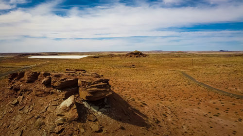 Scenic view of land against sky