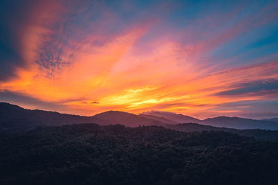 Scenic view of dramatic sky during sunset