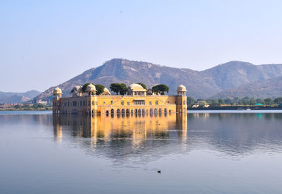 Photograph of jal mahal at jaipur. indian architecture.