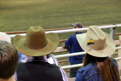 Rear view of man wearing hat