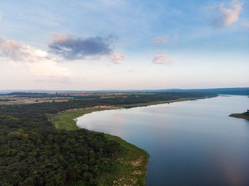 High angle view of sea against sky