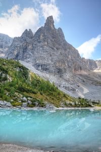 Scenic view of rocky mountains against sky