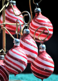 Close-up of red clothes hanging