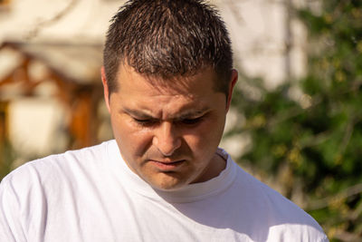 Close-up of thoughtful man