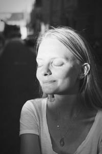 Close-up portrait of a beautiful young woman