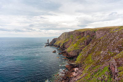 Old man of stoer, scotland, uk, nc500, north coast 500. scenic view of sea against sky.