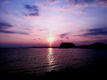 Scenic view of sunset over sea