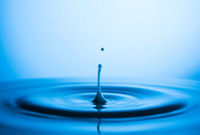 Close-up of blue water drop