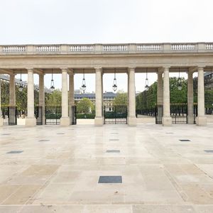 View of colonnade against clear sky