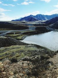 Scenic view of lake against sky