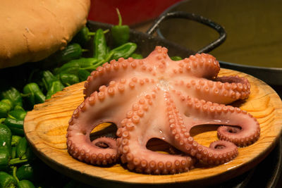 Close-up of fish in plate on table