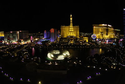 Illuminated cityscape at night