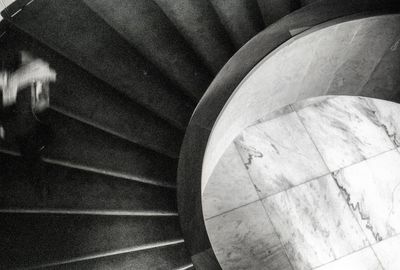 High angle view of spiral staircase