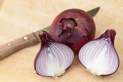 Close-up of chopped vegetables on table