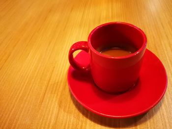 High angle view of coffee on table