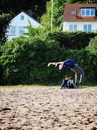 Full length of man jumping in park