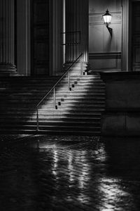 Staircase of building at night