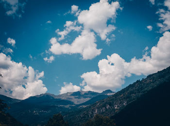 Scenic view of mountains against cloudy sky