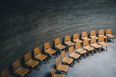 High angle view of chairs