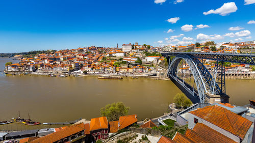 High angle view of dom luis bridge