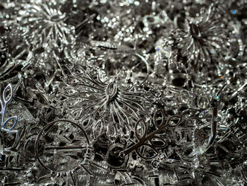 Full frame shot of frozen plants on field