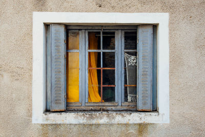 Low angle view of window on building