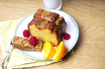 Close-up of food in plate on table