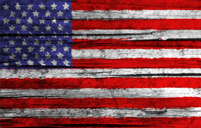 Full frame shot of american flag painted on wood