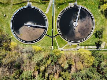 Aerial view of sewage treatment plant