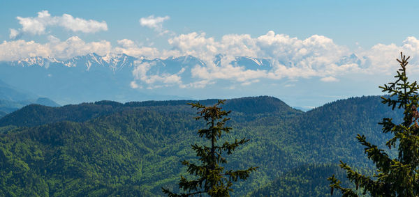 Panoramic view of mountains against sky