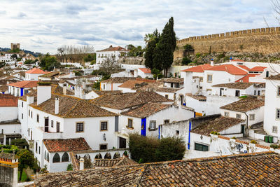 High angle view of townscape against sky