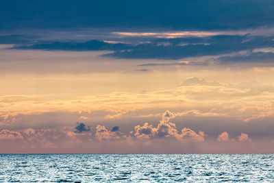 Scenic view of sea against dramatic sky